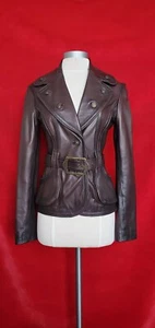 Just Cavalli Dark Brown Heavy Leather Jacket With Brass Hardware Size 38 - Bild 1 von 12