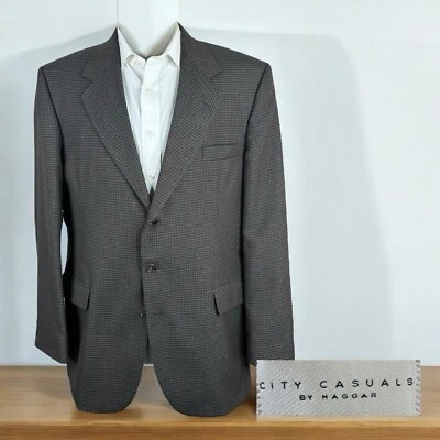 Abrigo deportivo Haggar para hombre 44L marrón a cuadros mezcla de lana texturizada Foto 1 de 4