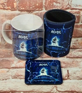 Brand New Genuine AC/DC Ballbreaker 11OZ Coffee Mug Can Cooler Coaster Gift Set - Imagen 1 de 6