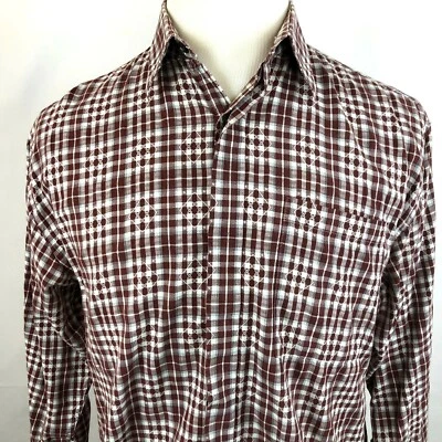 Countess Mara Vintage Mens Medium Long Sleeve Button Front Shirt Burgundy Red - Imagem 1 de 4