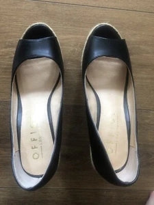 BNWT Women’s Office Walk All Over Wedge High Heels Peep Toe Shoes Black Eur39 - Picture 1 of 6