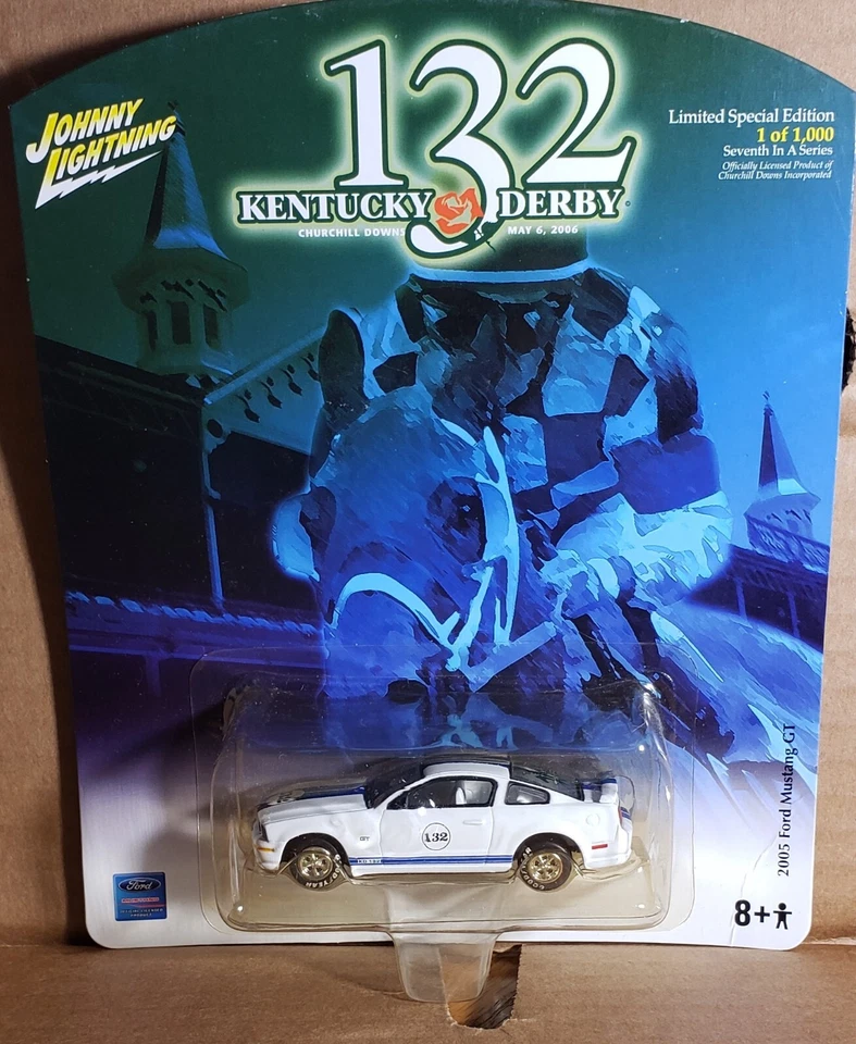 Johnny Lightning 132nd 肯塔基德比活动车白色 2005 福特野马 GT #296 — 第 1/1 张图片