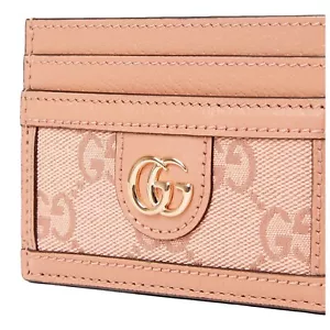 Gucci Womens Ophidia Pink Canvas and Leather GG Card Holder NWT - Picture 1 of 4