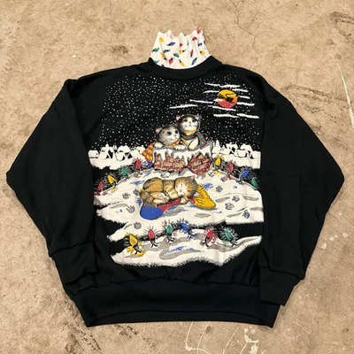 Cascanueces Vintage Gato Gatito Navidad Sudadera en Capas Negra Mediana Navidad Foto 1 de 4