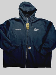 Carhartt Rain Defender - NEW - Men’s 3X Full Zip Black Hoodie “General Manager” - Picture 1 of 24