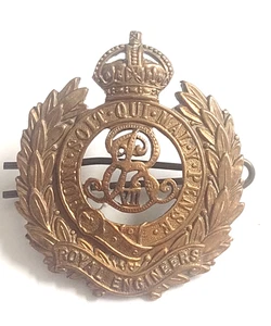 Original WW1 Royal Engineers Corps Cap Badge KC Edward VII Issued Brass Antique - Picture 1 of 6