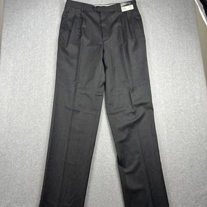 Joseph Feiss Pants Mens 34 Charcoal 100% Wool Trousers Pleated UNHEMMED NWT - Picture 1 of 8