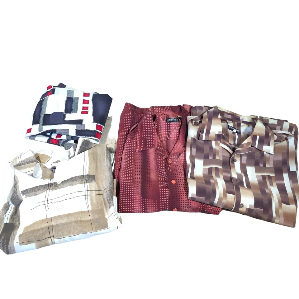 Lote de 4 camisas abotonadas de platino para hombre talla 4X defectuosas multicolor geométricas Foto 1 de 4