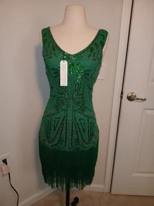 Babeyon Sequin Beaded Fringed Flapper Cocktail Stage Sz XS - Picture 1 of 6