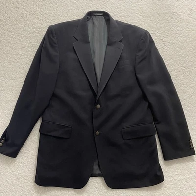 Blazer Abrigo Deportivo Vintage Oscar de la Renta Lana Negro 44L Botones Cresta Dorada Foto 1 de 4