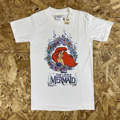 Camisa De Colección Años 90 DSWT La Sirenita Ariel Disney Blanca Puntada Única Y 10-12 Foto 1 de 4