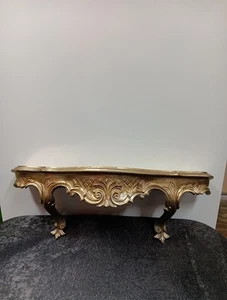 Vintage italienisches Wandregal Wandleuchter Italien verziert schwebend Gold Florentiner 19x6,5" - Bild 1 von 15
