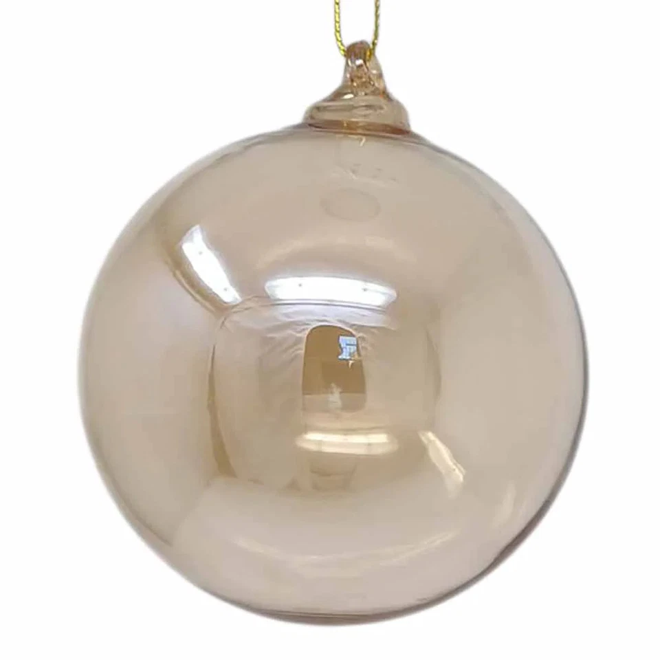 Pallina di Natale in vetro trasparente ambra 8cm - Immagine 1 di 1