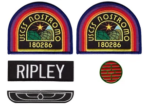 Ripley Alien Movie USCSS Nostromo Crew Costume Patches and Crew Die Cast Pin - Picture 1 of 5