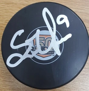 Autographed SCOTTIE UPSHALL Philadelphia Flyers 50th Anniversary Hockey Puck COA - Picture 1 of 1