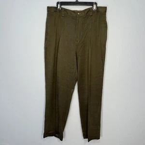 Tommy Bahama Hose Herren 36 Grün Seide Plissee Anzughose Hose Chino Büro - Bild 1 von 14