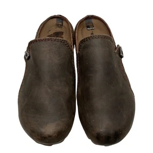 Merrell Leather Clogs Mules Womens 7.5 Comfort Slip On Shoes Select Grip Brown - Picture 1 of 11
