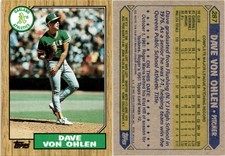 Dave Von Ohlen 1987 Topps Baseball Card 287  Oakland Athletics