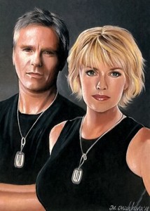 LE ACEO Sketch Card PRINT SG-1 sg-1 Stargate Sam Carter Jack O'Neill M. Mishkova