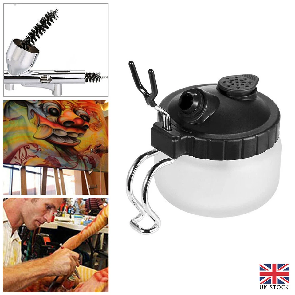 Airbrush Cleaning Pot Cleaner Kit Glass Paint Jar Airbrush Stand Filters Brushes