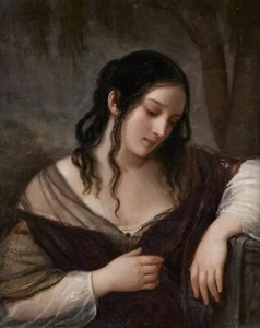 Natale Schiavoni : "Sadness (Portrait of a Girl)" (1841) — Giclee Fine Art Print - Picture 1 of 7