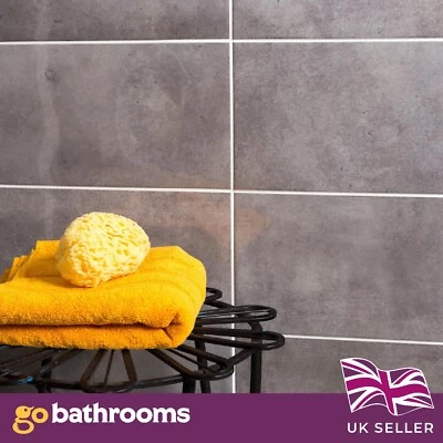 Dark Grey Solar Ceramic Textured Large Subway Wall Tile 200x500mm Box - Image 1 of 3