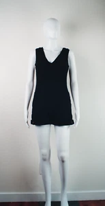 Vintage Betsey Johnson Just Johnson Romper Fleece Navy Blue Buttoned Sz 2 Y2K - Picture 1 of 14