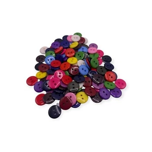 100PCS 12.5mm Mixed Buttons Many Colours Flatback 2 Hole Resin Crafts Scrapbook - Picture 1 of 9