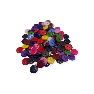100PCS 12.5mm Mixed Buttons Many Colours Flatback 2 Hole Resin Crafts Scrapbook - Image 1 of 4