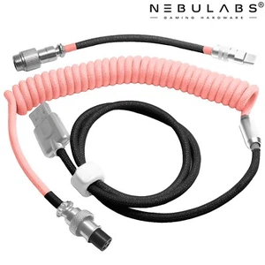 Custom Coiled Aviator GX16 USB-C Mechanical Gaming Keyboard Cables - Salmon Pink - Picture 1 of 3