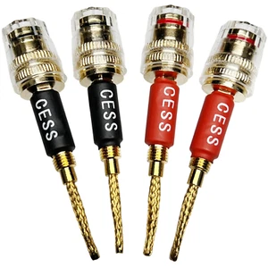 CESS-220 Pin Banana Plug to 4Mm Female Banana Jack/Speaker Wire 4 Pack Braided - Picture 1 of 12