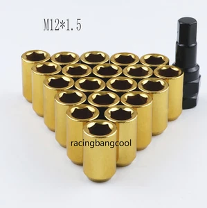 20pcs/set Racing M12x1.5 Gold Open End Inner Hex Wheel Lug Nuts Rims Lug Nuts - Picture 1 of 6