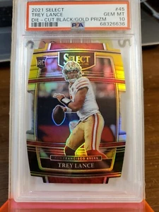 Trey Lance PSA 10 GEM BLACK & GOLD 2021 Select Rookie Diecut 45 - Picture 1 of 2