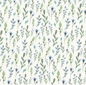 Jersey Baumwolljersey Blätter Blumen Kornblumen Reststück 68-69 cm - Bild 1 von 2