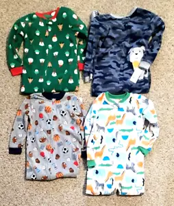 (4) CARTERS KIDS BOYS PAJAMAS ZIPPED PJS FOOTED FLANNEL 2 NWT 4T AND 5T MSRP $80 - Picture 1 of 7