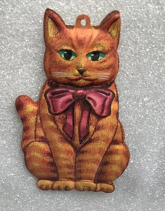 "Adorno de gato atigrado naranja metal estaño Departamento 56 4 1/2""" - Imagen 1 de 4