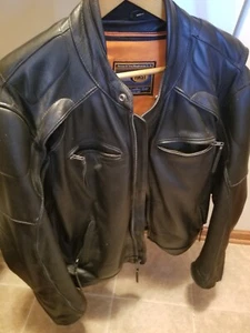 Classic Black Leather Jacket With Zip Out Liner- Great price! - Picture 1 of 15