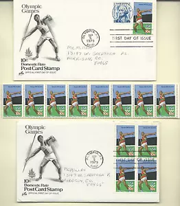 USA SCOTT 1790 10 CENTS OLYMPIC GAMES 2 FDC'S & STRIP OF 8 COLOR ERROR FREE SHIP - Picture 1 of 1