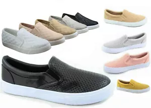 NUOVE scarpe da ginnastica slip on da donna con punta rotonda forata soda taglia 5,5-11 - Foto 1 di 60