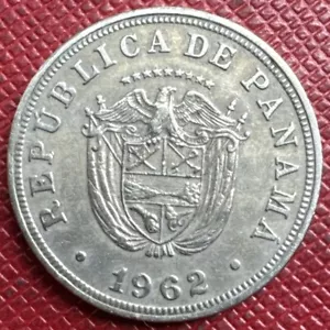 Panama 1962 Copper-Nickel 5 Centesimos. Flat Stars. KM# 23.2 - Picture 1 of 2