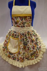 RETRO VINTAGE 50s STYLE FULL APRON / PINNY - SUMMER FRUITS on CREAM - Picture 1 of 5