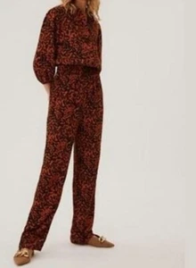BNWT M&S Animal Print Leopard Jumpsuit 3/4 sleeves with Collar Front Button UK14 - Picture 1 of 6