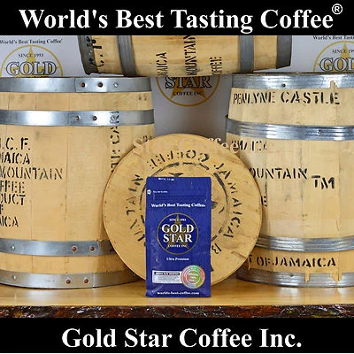 GOLD STAR COFFEE 100% Jamaica - Jamaican Blue Mountain - 1 lb - Fire Roasted Hand Crafted Coffee