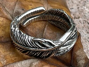 Native Amer FEATHER style Unisex STERLING SILVER 925 RING Size 8 New In Gift Box - Picture 1 of 5