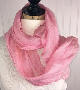 Larioseta Womens Pink Shimmer Scarf Made In Italy Silk Blend - Picture 1 of 6