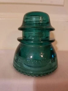 VINTAGE / ANTIKER HEMINGRAY - 42 GRÜNLICH BLAU / AQUAGLAS POLISOLATOR  - Bild 1 von 6
