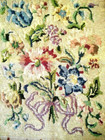 Jacobean Flower Bouquet Completed Tapestry Vintage Hand Made Panel -Ready to use