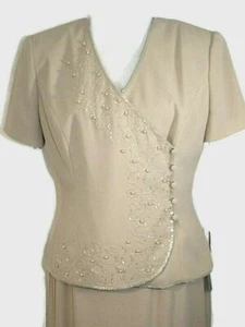 DONNA MORGAN Long 2 pc Dress Size 10 Skirt Jacket Beaded Formal Mother of Bride - Bild 1 von 10