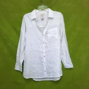 JOIE LINEN top shirt blouse jacket women Size M white long sleeve Mother's gift - Picture 1 of 12