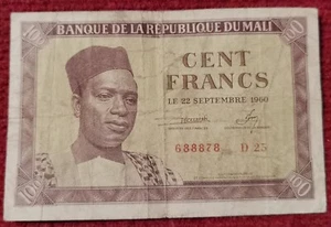 BANQUE DE LA REPUBLIQUE DU MALI - 100 Francs 22 Septembr 1960 Pick 2 - TB / F - Imagen 1 de 2